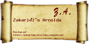 Zakariás Arnolda névjegykártya